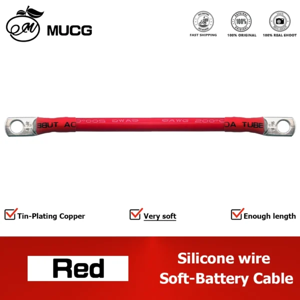 Soft Car Battery Silicone Cable with M6 M8 M10 Lug Red Black 1 2 4 6 8 10 AWG Electrical Wires for Auto Solar Panel Inverter UPS - Image 7