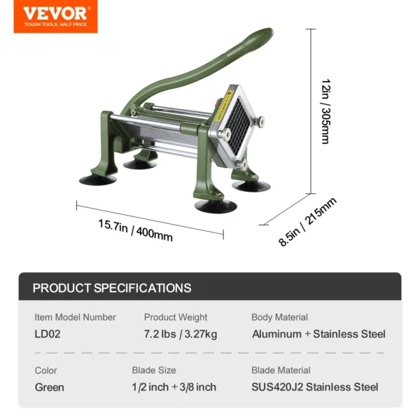 SucceBuy French Fry Cutter Potato Slicer 1/2 3/8 1/4-Inch Stainless Steel Blades for French Fries Cucumber Vegetables Carrot - Image 12