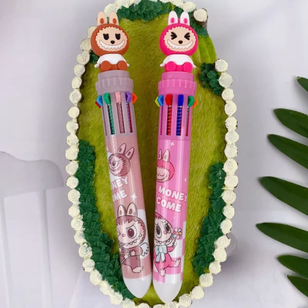 Multicolor Ballpoint Pen 0.7 mm, 10-in-1 Colored Pens 10Point Retractable Cute Cartoon Animal Ballpoint Pens for Office Schools - Image 3