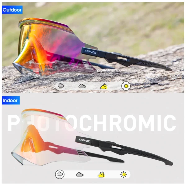 Kapvoe Red Photochromic Cycling Glasses UV400 Men Women Cycling Sunglasses Road Bicycle Goggle MTB Cycling Eyewear - Image 31