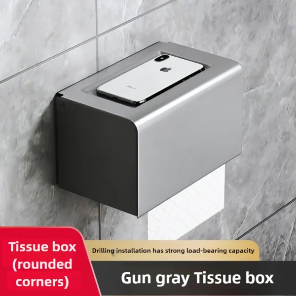 Gun Gray Space Aluminum Bathroom Towel Rack Wall Mounted Shelf Organizer Toilet Brush Holder Tissue Box Bathroom Accessories Set - Image 9