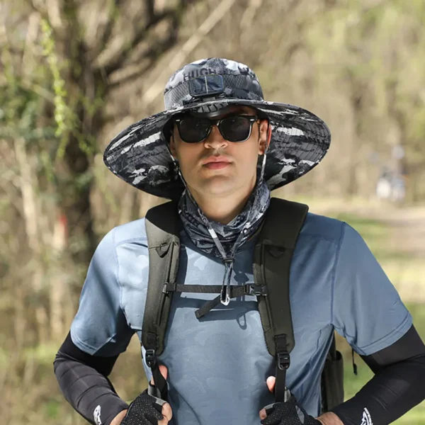 Solar Fan Hat Outdoor Fishing Hat with 2 Solar Fan Wide Brim Bucket Hat Summer Cap for Men Outdoor Camping Fishing Hiking - Image 29