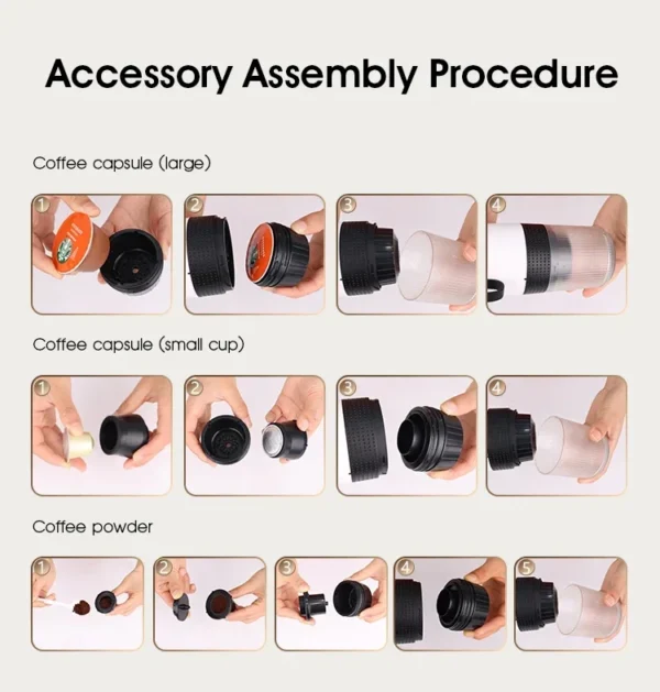 Portable Wireless Electric Espresso Coffee Machine for Travel &Car &Home Camping Coffee Maker Capsule Powder Coffee Maker Brace - Image 19