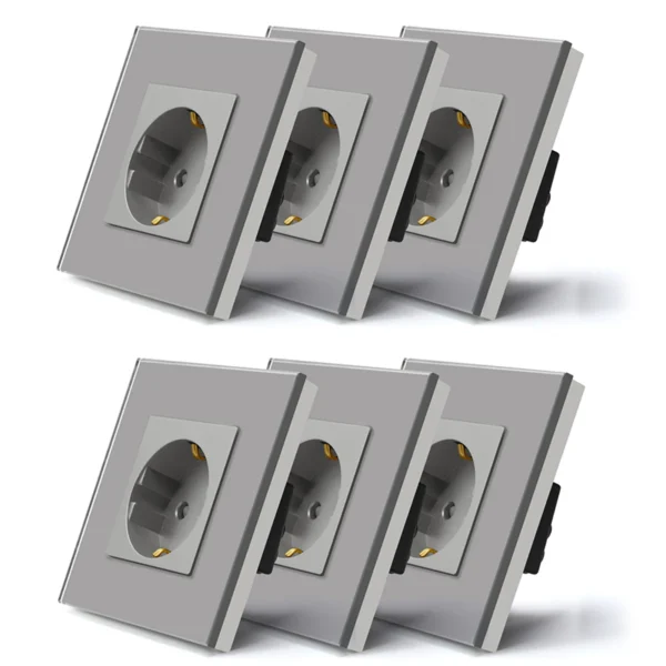 BSEED EU Standard Wall Socket Glass Crystal Panel Single Electrical Outlet 16A Mounted Socket 110V - 240V  Kids Protection - Image 12
