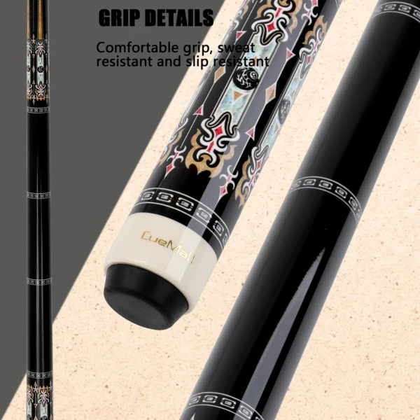 13mm Maple Pro Cue Multi-Layer Tip Chinese Artwork 58 Inch Stainless Quick-Release Low Deflection Tournament Level Durable - Image 3