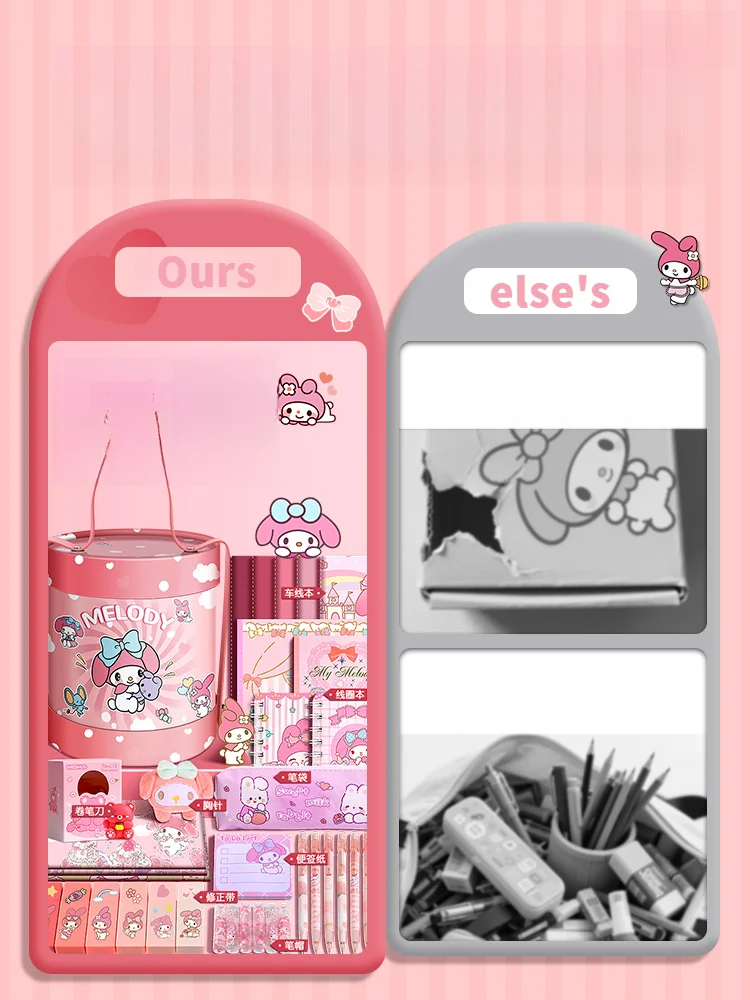 Kuromi/Melody stationery set, cartoon gift bucket, holiday/birthday gift, creative back to school stationery, school supplies - Image 13