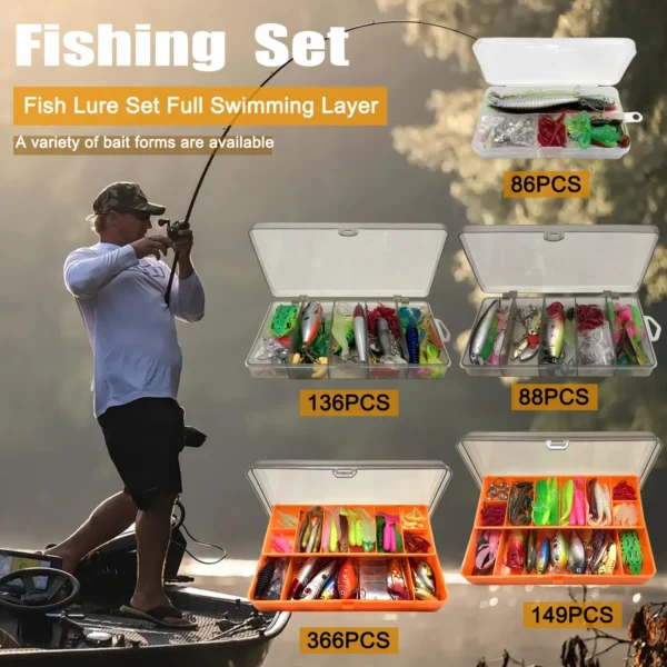 Fishing 86/88/136/149/366pcs Fishing Lure Kit For Trout/Pike/Bass Multi-Lure Fishing Set Layered Tackle Pro Gear Tackle Box - Image 4