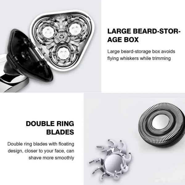 HATTEKER 3in1 Wet Dry Powerful Electric Razor Men Body Beard Hair Trimmer Rechargeable Electric Shaver Face Shaving Machine Kit - Image 3
