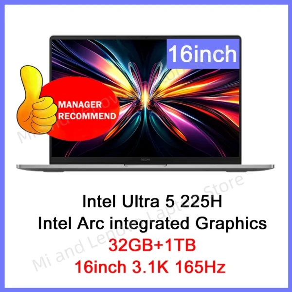 【World Premiere】REDMI Book Pro 16 2025 Ultra5-225H/Ultra7-255H/32GB/1TB/3.1K/165Hz  Grey - Image 8