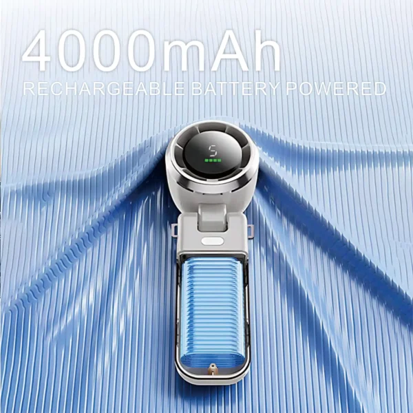Handheld mini fan, foldable portable neck hanging fan, 5-speed Type-C charging fan, intelligent digital display 4000mAh - Image 3