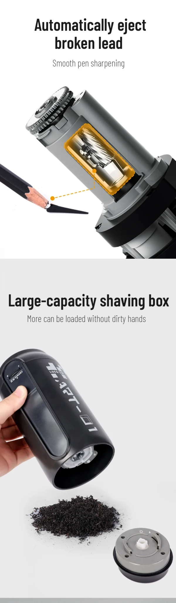 Tenwin Fully Automatic Electric Pencil Sharpener USB Charging Fast Sharpen Colored Sketch Pencils Student School Supplies Statio - Image 14