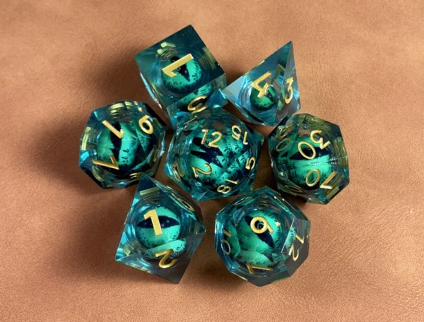 7PCS Polyhedral Crystal Liquid Core Dragon Eye DND Dice Set for Dungeon and Dragon Pathfinder RPG Role Playing Games Gift Toy - Image 36