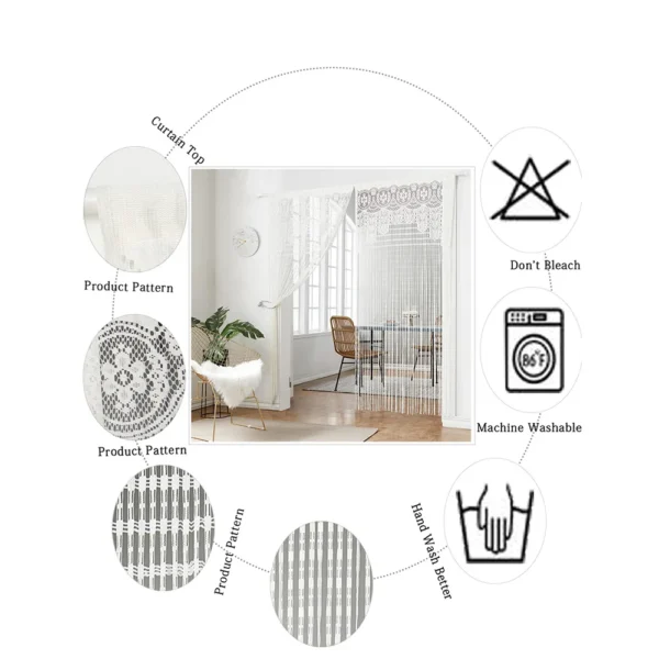 Door String Curtains Boho Macrame Doorway Window Curtains Room Dividers Rod Pockets Wall Hanging for Bedroom Living Room Kitchen - Image 16
