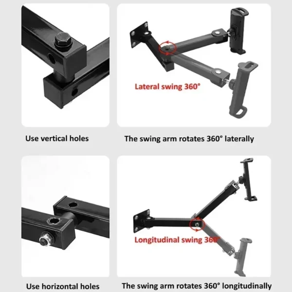 1pcs Wall Mount Tablet Stand Long Arm Stretchable Cell Phone Wall Holder Adjustable Metal Wall IPad Stand for IPhone 4-13 Inches - Image 6