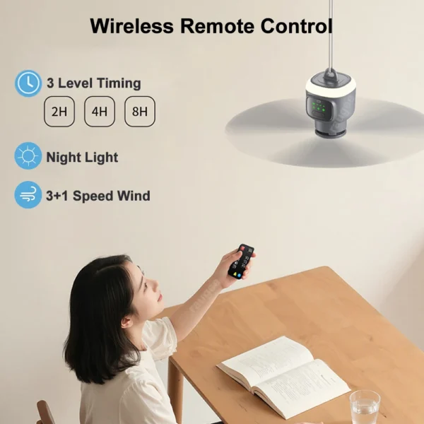 Ceiling Fan 12000mAh Wireless Portable Camping Ceiling Fan USB Rechargeable Tent Ceiling Fan with Lighting and Remote Control - Image 11