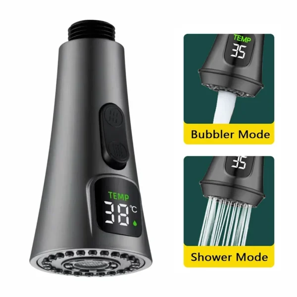 Kitchen Faucet Nozzle Pull Out Sink Water Tap Nozzle LED Digital Display Faucet Adapter Universal 1/2" Taps Bubbler Connector - Image 13