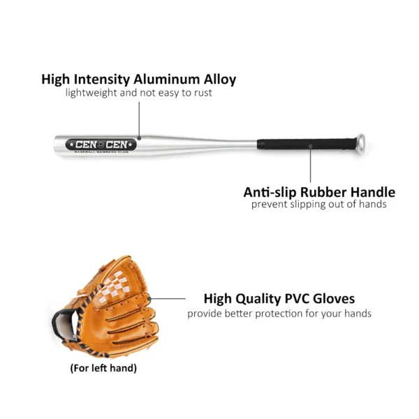 Baseball Balls Set Baseball Bat+Baseball+Baseball Gloves 25in Aluminum Alloy Baseball Bat 10.5in PVC Baseball Glove Baseball Kit - Image 15