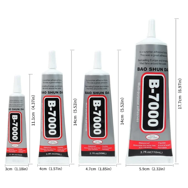 B7000 Glue Transparent contact creative DIY glue, suitable for glass, metal wood, plastic, mobile phone screen glue, with precise applicator head, free exquisite rhinestone, tweezers (15ml/25ml/50ml/110ml) - Image 20