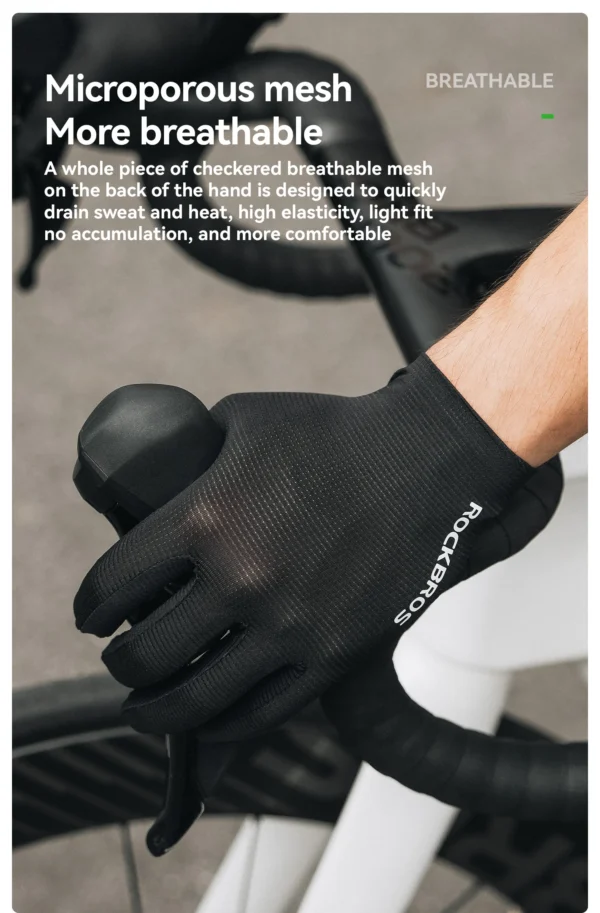 ROCKBROS Cycling Gloves SBR Shock Absorption Full Finger Bike Gloves Seamless Non-Slip Breathable Windproof Riding Gloves - Image 13