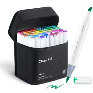 48/60/80/120/168 Colors Dual Tip Art Markers Brush & Chisel Permanent Marker Pens with Base Gifts for Christmas Back To School