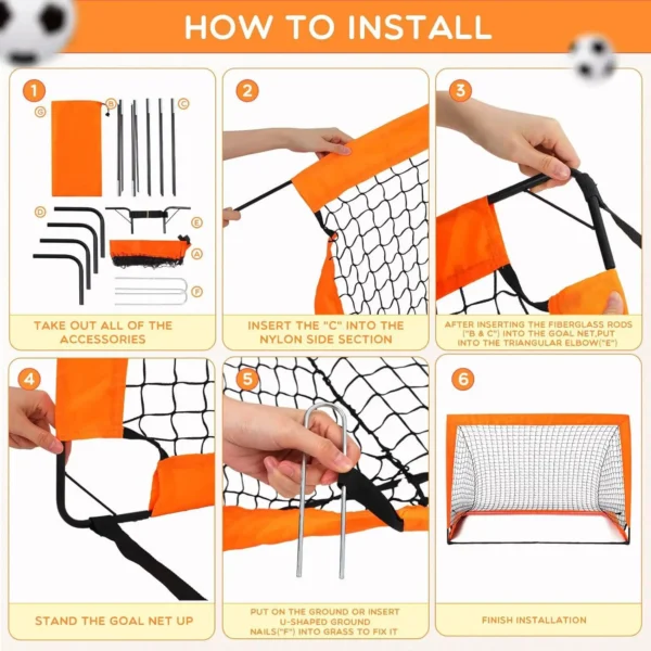 Kids Portable Football Goals for Backyard Foldable Training Football Net Soccer Goal Indoor Outdoor Football Match Door Frame - Image 6