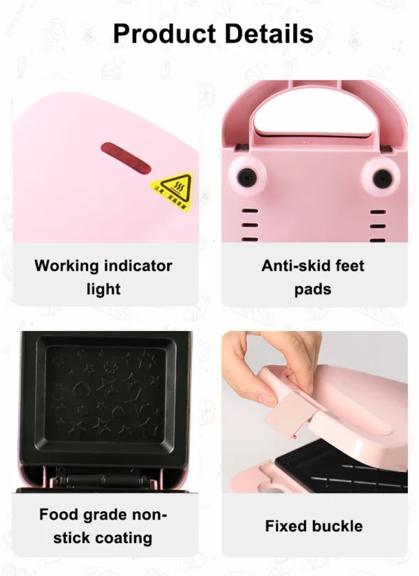 Bread Sandwich Maker Mini Light Food Waffle Muffin Breakfast Machine Egg Omelette Pan Pressure Toaster Grill Panini Oven Heater - Image 18