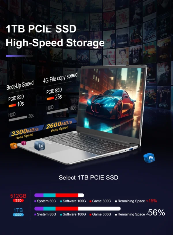 Ninkear A15 Plus Gaming Laptop AMD Ryzen™ 7 5825U 4.5Ghz 15.6' FHD IPS 32GB DDR4 1TB SSD Backlit Keyboard Fingerprint Unlock - Image 13