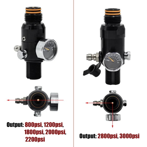 HPA Regulator Valve of Compressed Air Accessries CO2 Oxygen Nitrogen Cylinder Tank Bottle 4500psi Input, Output 800psi to 3000ps - Image 20