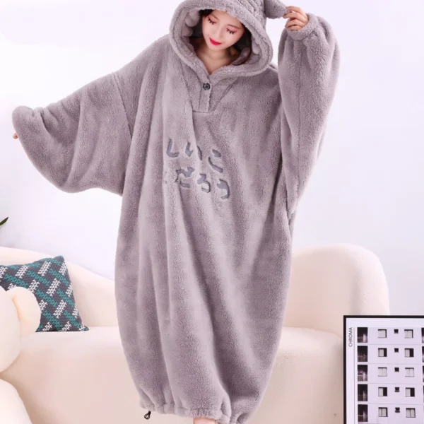 WOSTAR Winter soft fleece blanket with sleeves hooded Sweater blanket wearable oversized outdoor warm flannel hoodie blanket - Image 3
