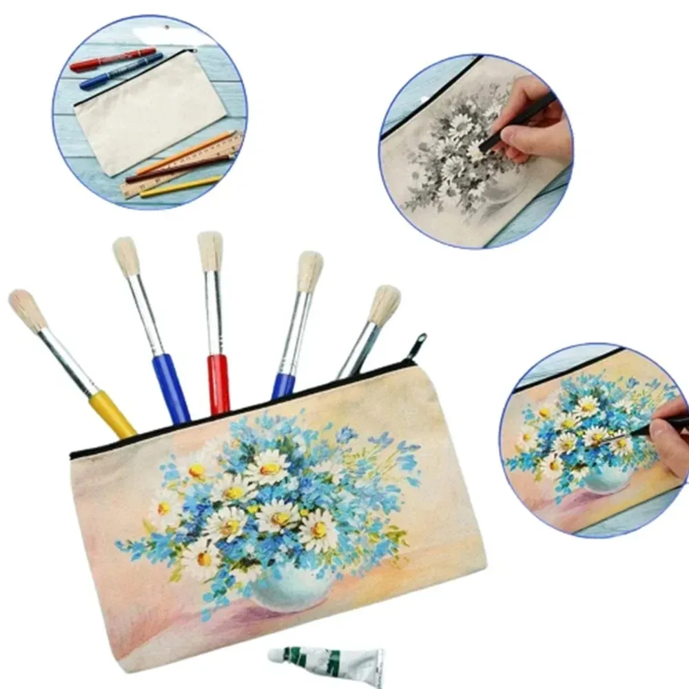 10/20/40PCS Canvas Zipper Bags Multifunctional Blank DIY Craft Pouches Pencil Bags Case Pouch For Home School Travel - Image 4