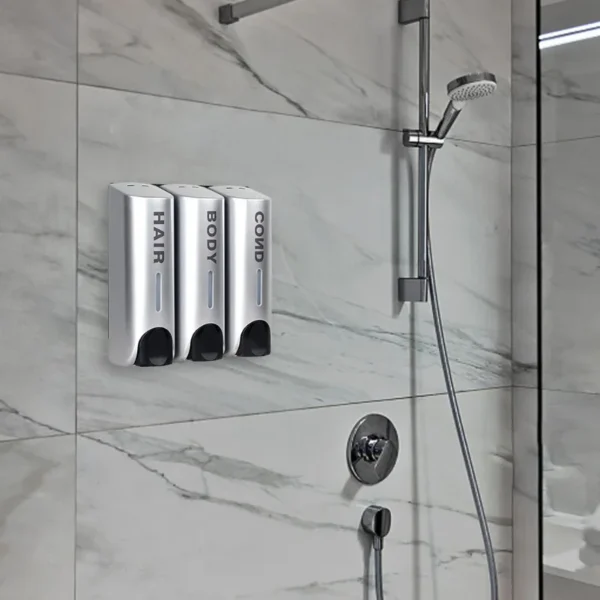1/2/3 Wall Mounted Soap Dispenser 350ml, Shampoo and Shower Gel Dispenser, No Punching Hotel Home Manual Press Soap Dispenser - Image 18