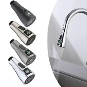 Kitchen Faucet Nozzle Pull Out Sink Water Tap Nozzle LED Digital Display Faucet Adapter Universal 1/2" Taps Bubbler Connector