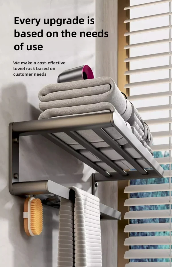 Gun Gray Space Aluminum Bathroom Towel Rack Wall Mounted Shelf Organizer Toilet Brush Holder Tissue Box Bathroom Accessories Set - Image 17