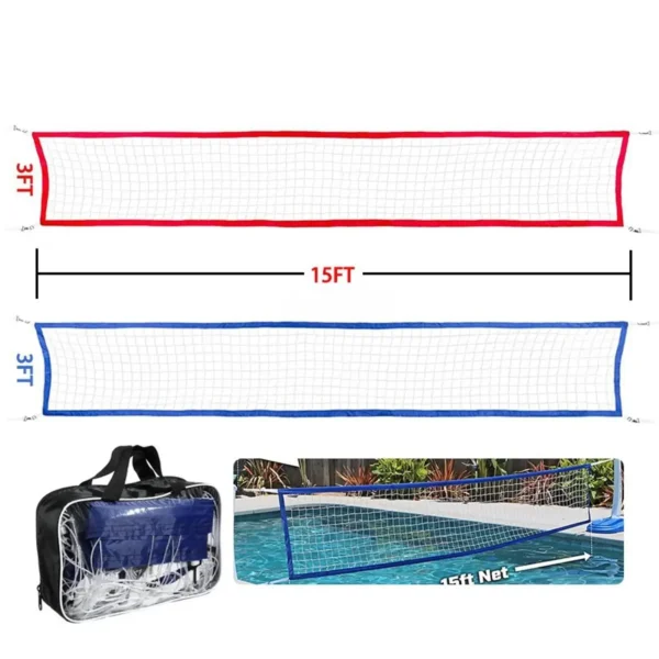 Volleyball Net Portable Supplies with Carrying Bag 15ftx3ft Folding Training Net Practice Net for Outdoor Indoor Pool Beach Lawn - Image 5