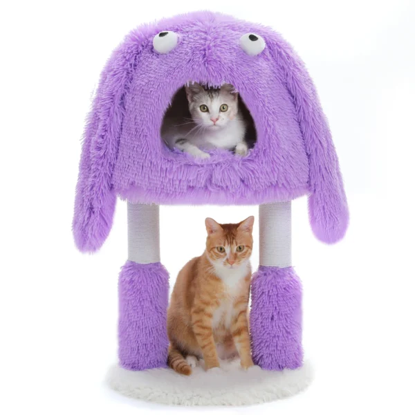 2 in 1 Cat Tree with Natural Sisal Scratching Posts, Cute Plush Small Cat Tower, Large Cat Condo for Indoor, Kitten Bed House - Image 7