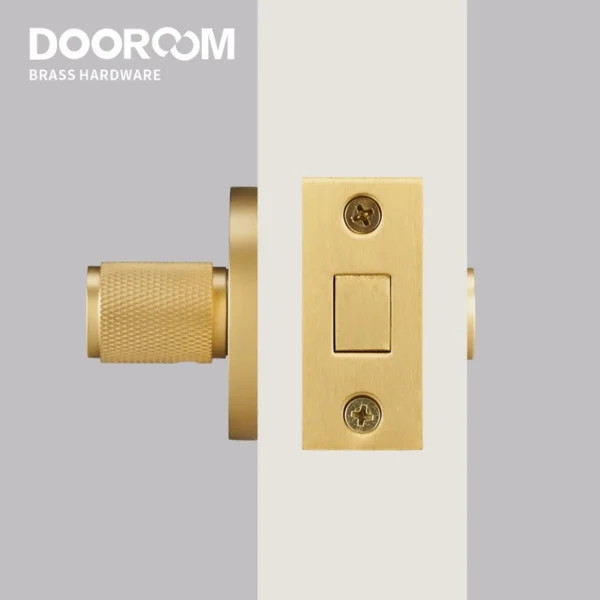 Dooroom Brass Knurled Hidden Door Lock Set Living Room Bathroom Invisible Thumb Turn Matt Black Brushed Brass Open In Emergency - Image 6