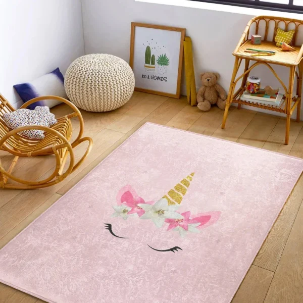 Sweet Unicorn Kids Room Rug Pink Girls Rugs Unique Kid's Carpets Washable Pink Baby Rugs Girls Room Decor Rectangle Kids Rugs - Image 8