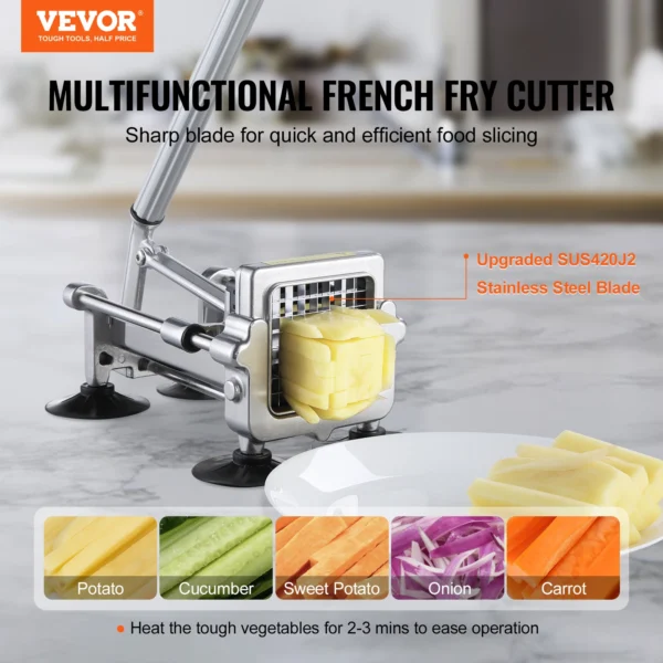 SucceBuy French Fry Cutter Potato Slicer 1/2 3/8 1/4-Inch Stainless Steel Blades for French Fries Cucumber Vegetables Carrot - Image 2