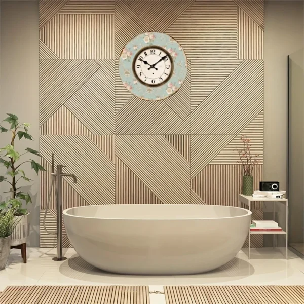 1pc Floral Round Wall Clock For Home Decor Living Room Rustic Clock Retro Clock AA Battery (not Included) - Image 5