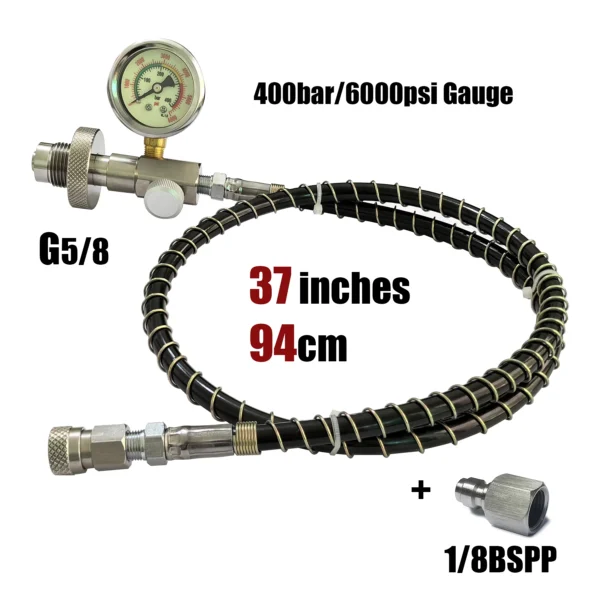 HPA Air Diving DIN G5/8 Connect Fill Station Filling Charging Adaptor Gauge Stainless Steel - Image 7