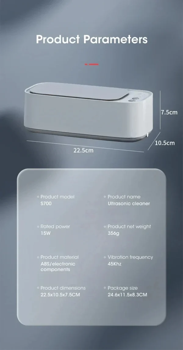 XiaomiUltrasonic Cleaning Machine Mini High-frequency Vibration Cleaning Adjustable Glasses Jewelry Pacifier Time Cleaning Tool - Image 14
