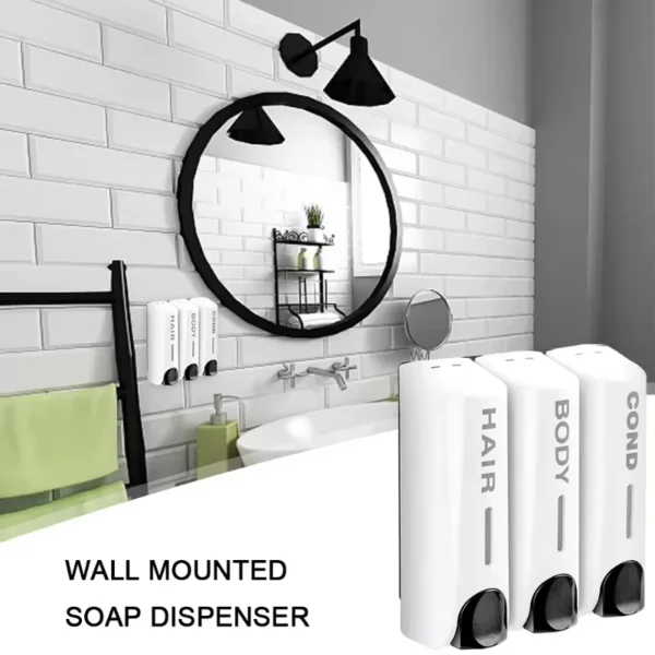 1/2/3 Wall Mounted Soap Dispenser 350ml, Shampoo and Shower Gel Dispenser, No Punching Hotel Home Manual Press Soap Dispenser