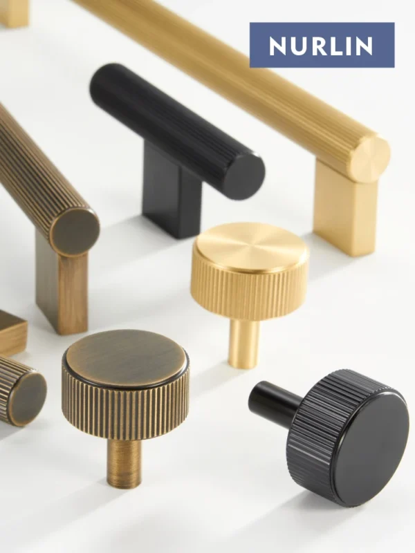 Nurlin Solid Brass New Linear Cabinet Knobs Long T-bar Furniture Wardrobe Drawer Handles Pull Closet Bars Square Feet