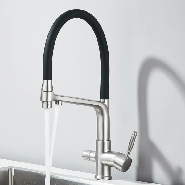 Brushed Gold Kitchen Faucet Filtered Water Dual Spout Purification Feature Kitchen Tap 360 Rotation Water Crane For Kitchen - Image 24