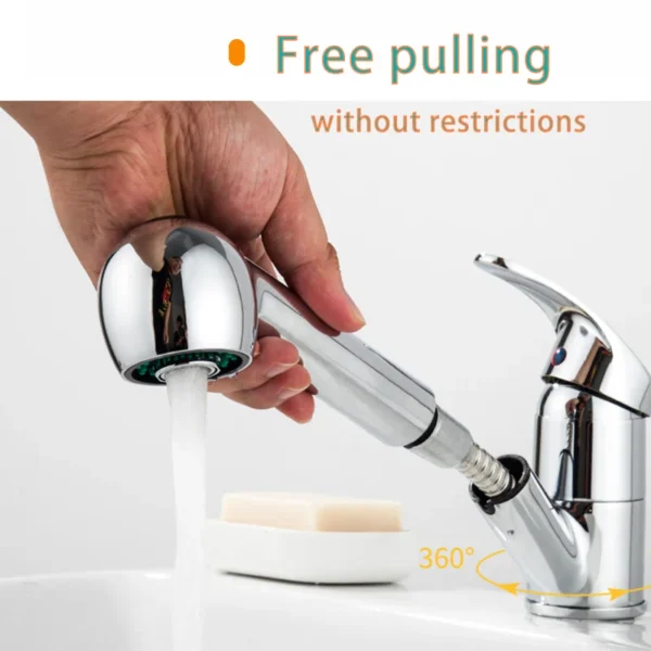 Matte Black 360° Rotation Pull Out  Brass Faucet Hot And Cold Water Mixer Sink Tap Wide Single Handle Kitchen Faucet Deck instal - Image 6