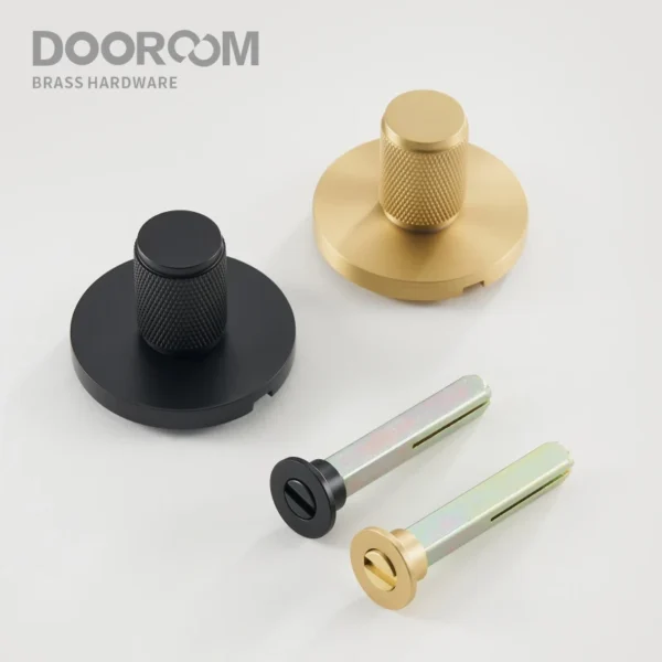 Dooroom Brass Knurled Hidden Door Lock Set Living Room Bathroom Invisible Thumb Turn Matt Black Brushed Brass Open In Emergency - Image 5