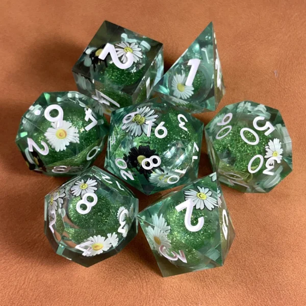 7PCS Polyhedral Crystal Liquid Core Dragon Eye DND Dice Set for Dungeon and Dragon Pathfinder RPG Role Playing Games Gift Toy - Image 6
