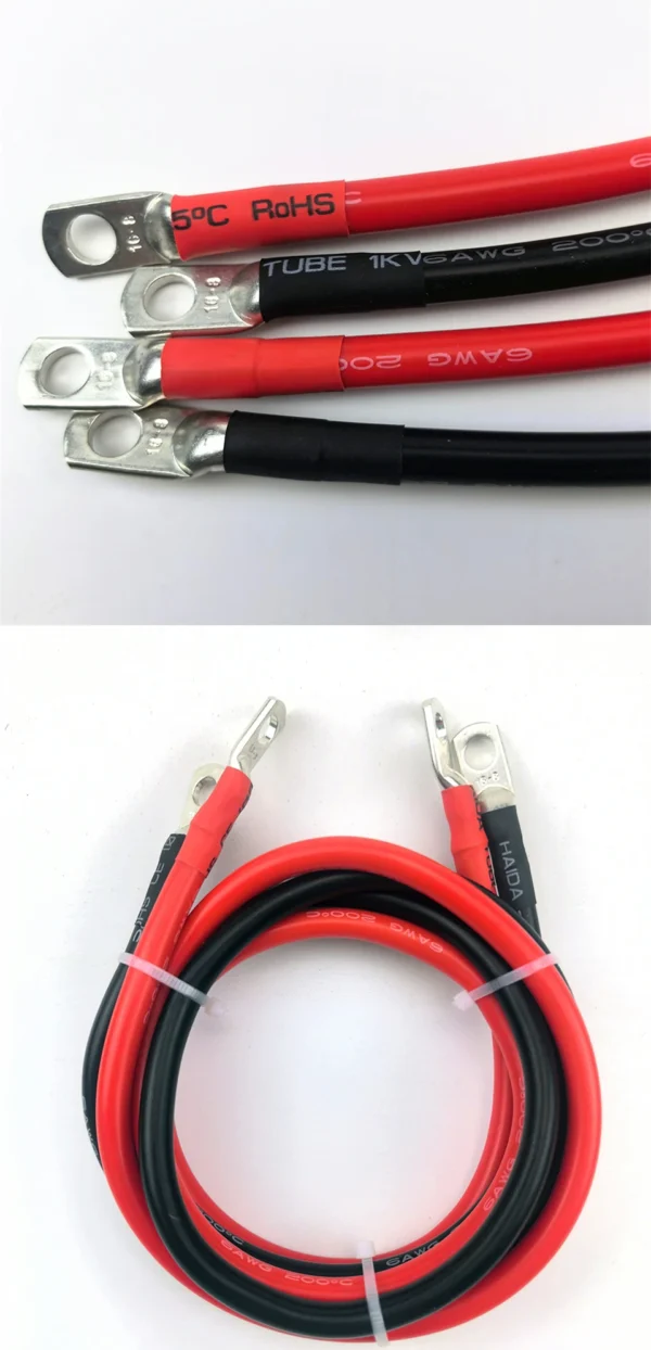 Soft Car Battery Silicone Cable with M6 M8 M10 Lug Red Black 1 2 4 6 8 10 AWG Electrical Wires for Auto Solar Panel Inverter UPS - Image 17