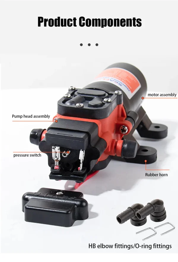 40PSI 12V/24V Marine Water Pump Diaphragm Self Priming Pump Boat Accessories Showers Toilets Water Transfer Motor for RV Caravan - Image 18