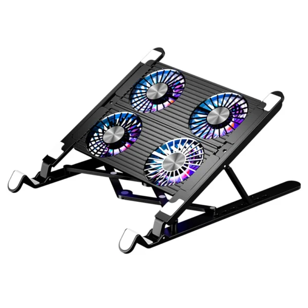 Notebook Base with Cooler Laptop Stand Cooling Pad Silent Gaming Laptop Cooler Fan Portable Cooling Base for Laptop with 2/4 Fan - Image 7